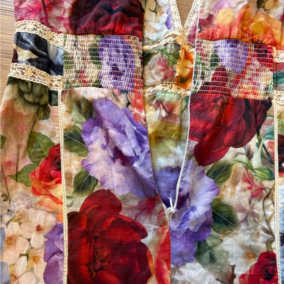 Alice + Olivia Rose Print Deep V Lace Detail Mini Dress Fit & Flare 10 *Flaw - Picture 8 of 8